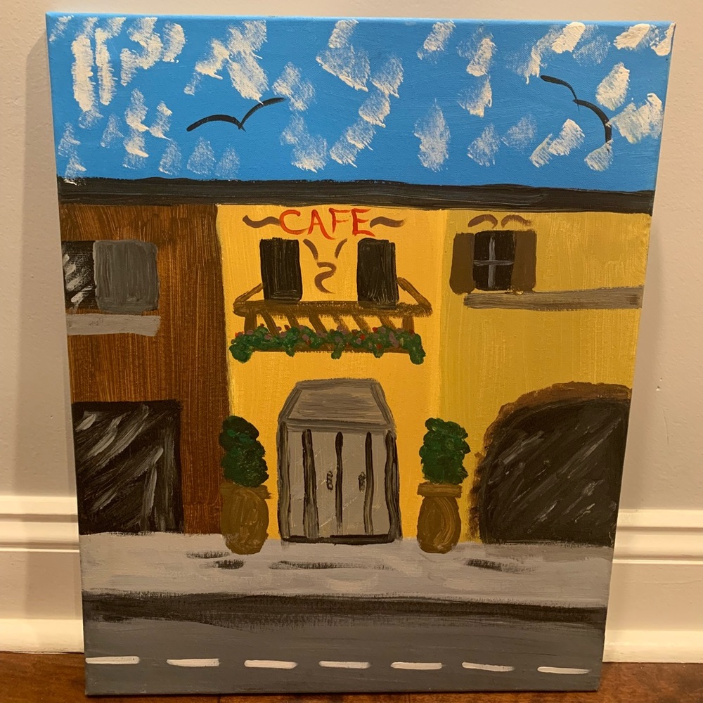 🚫SOLD🚫 Original painting of café bistro Italy France wall